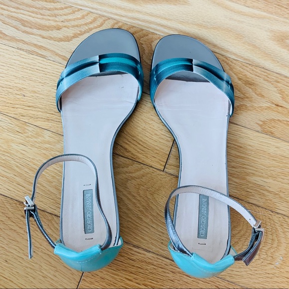 GIORGIO ARMANI turquoise print sandals - Picture 2 of 5